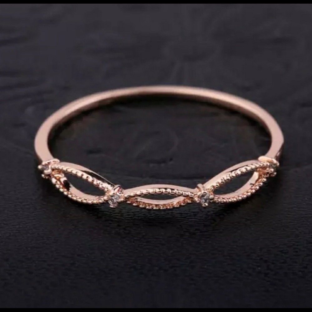 New Rose Gold Delicate Geometric Stackable Ring - image 2